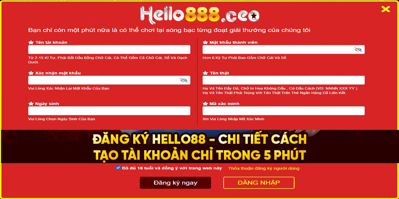 Các bước đăng ký Hello88 chi tiết cho anh em tân thủ